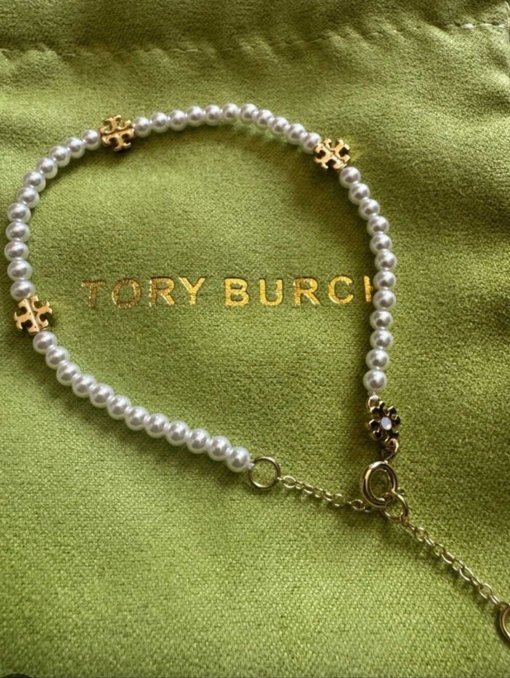 Tory Burch White Pearl Bracelet with Gold Accents - Picture 2 of 3